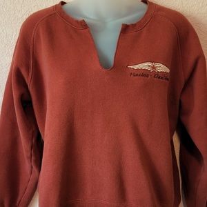 Harley Davidson Rust Orange Pullover Crewneck Sweater